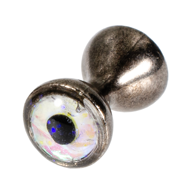 Black nickel tungsten dumbbell eye with sparkle white center