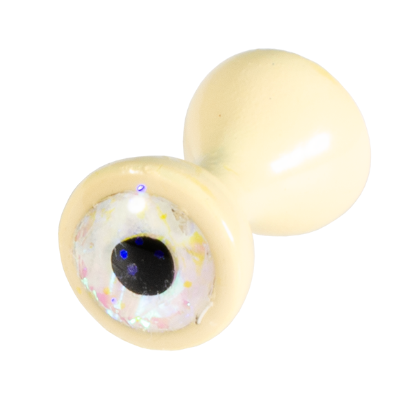 Bone white tungsten dumbbell eye with sparkle white center