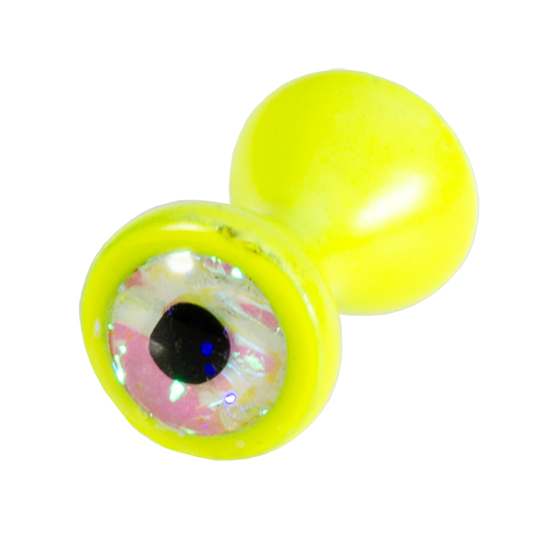 Chartreuse tungsten dumbbell eye with sparkle white center