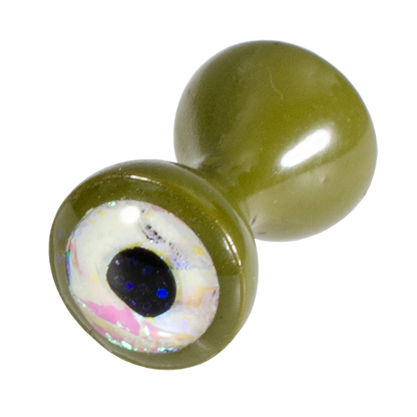 Olive tungsten dumbbell eye with sparkle white center