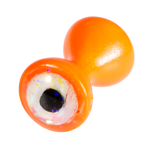 Orange tungsten dumbbell eye with sparkle white center