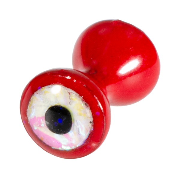 Red tungsten dumbbell eye with sparkle white center