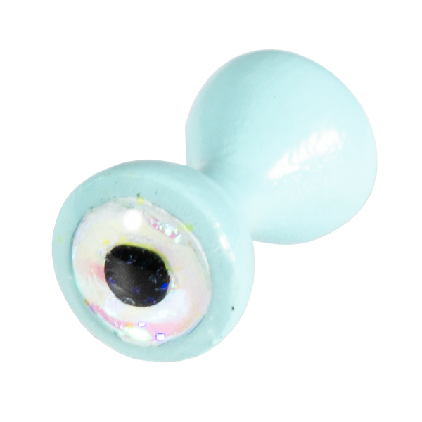 Saltwater blue tungsten dumbbell eye with sparkle white center