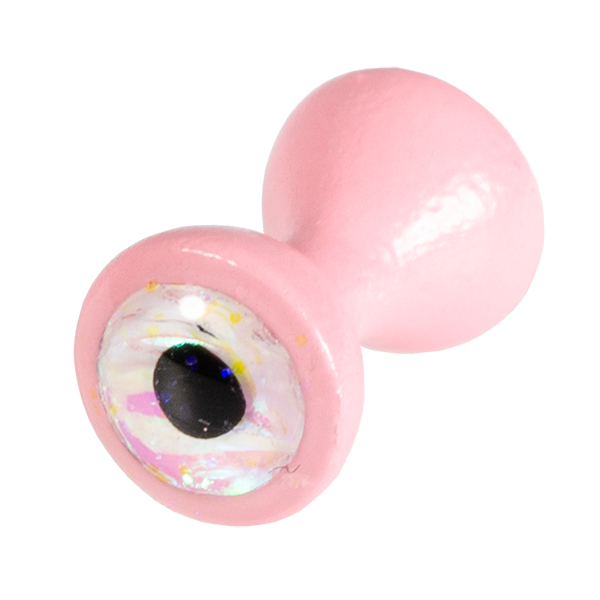 Saltwater pink tungsten dumbbell eye with sparkle white center