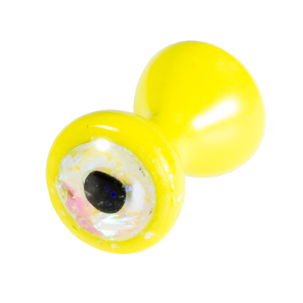 Yellow tungsten dumbbell eye with sparkle white center