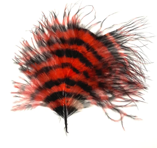 Marabou Brothers Marabou Barred Loose Hot Orange Black color fly tying feather