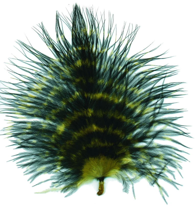 Marabou Brothers Marabou Barred Loose Olive Black color fly tying feather