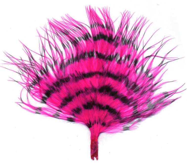 Marabou Brothers Marabou Barred Loose Shocking Pink Black color fly tying feather