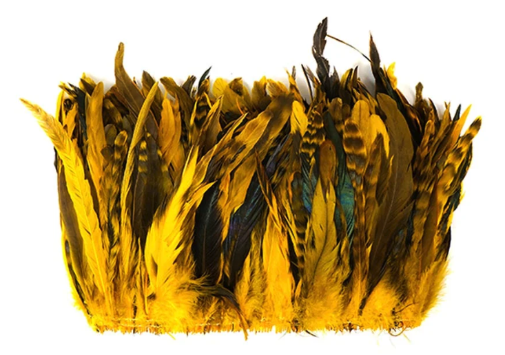 Marabou Brothers Rooster Coque Grey Striped Tails Strung Strip Gold color fly tying feathers