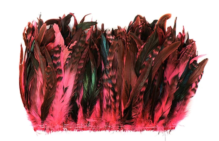 Marabou Brothers Rooster Coque Grey Striped Tails Strung Strip Pink Orient color fly tying feathers