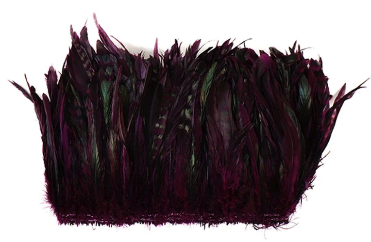 Marabou Brothers Rooster Coque Grey Striped Tails Strung Strip Purple color fly tying feathers