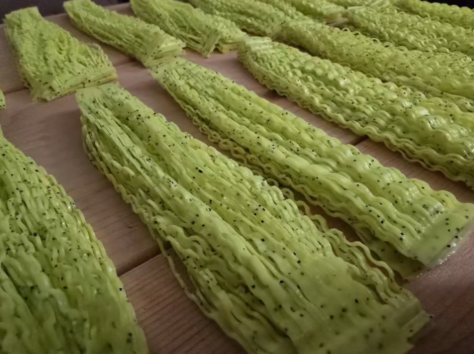 Rows of chartreuse Nature's Spirit Disco Wavy Legs