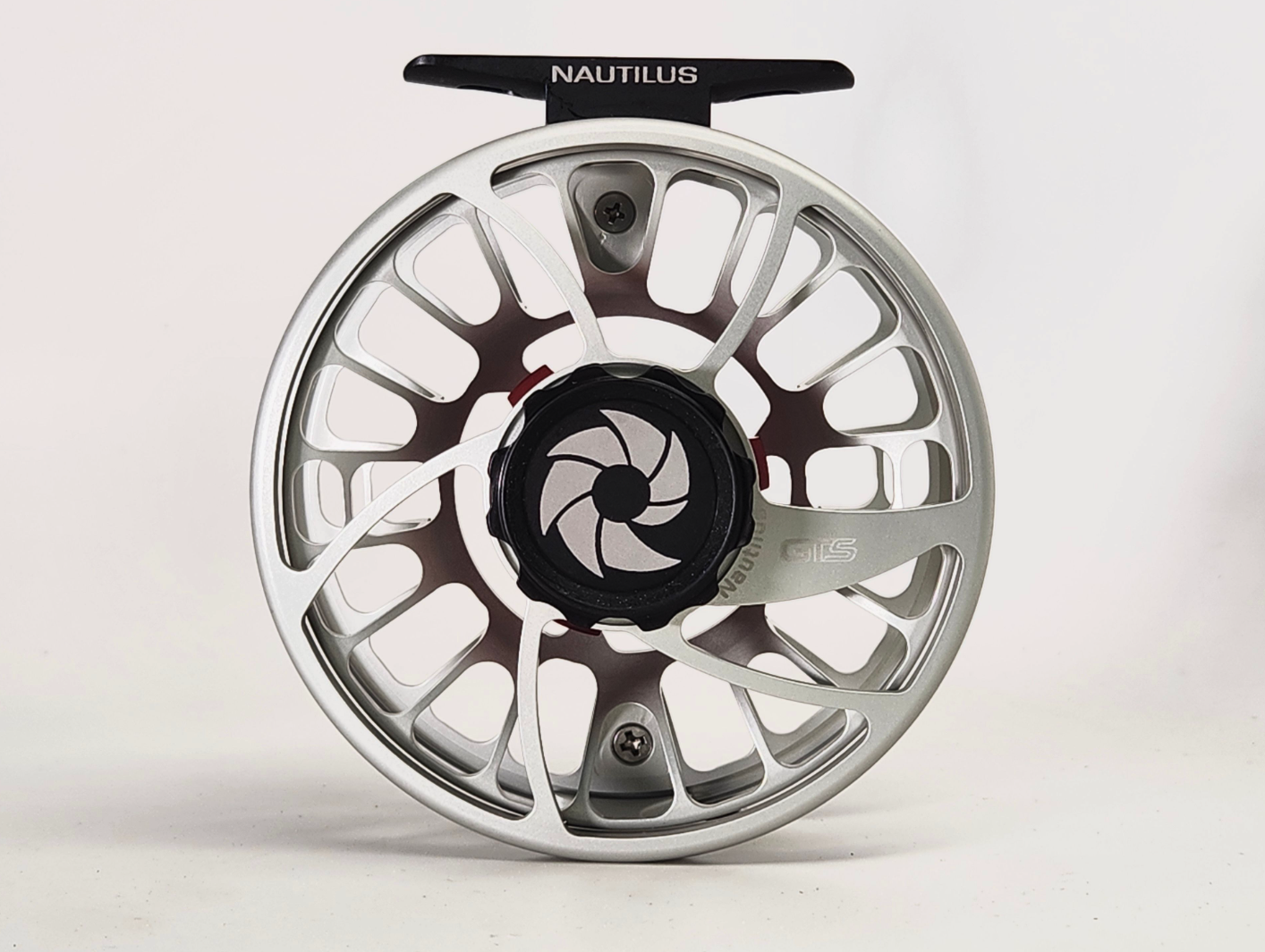 Clear color Nautilus GTS Fly Reel front.