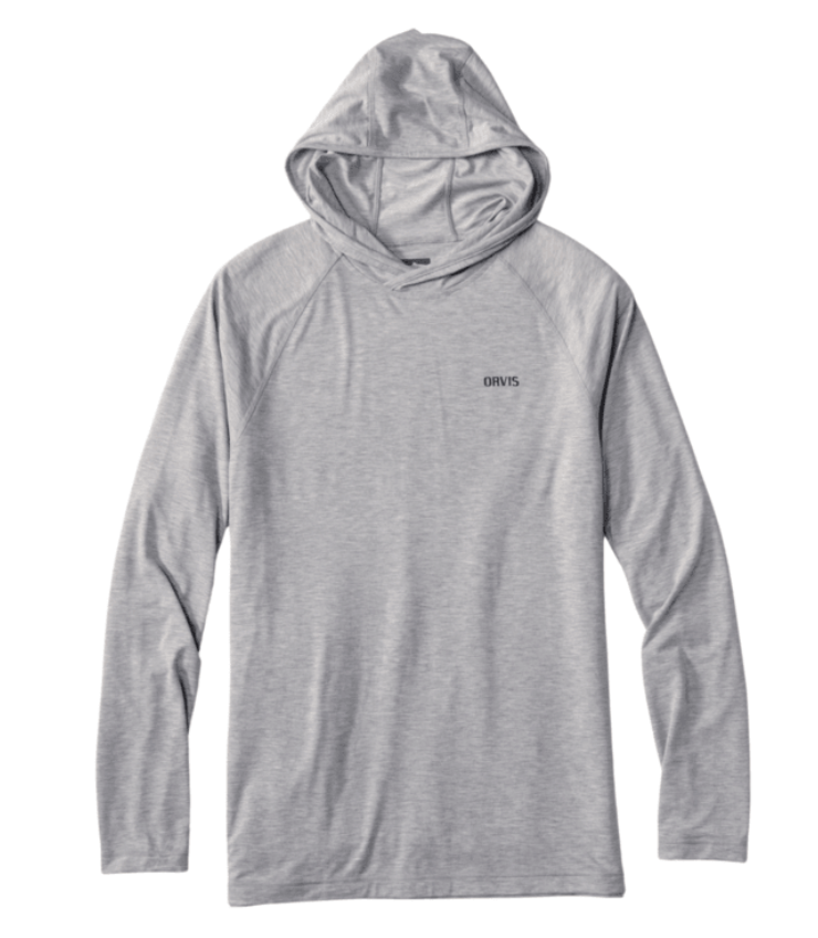 Front of Orvis DriCast Logo Hoodie Light Grey Heather