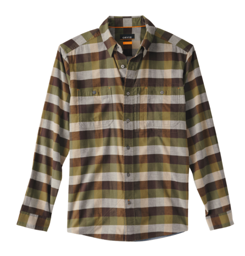 Orvis Flat Creek Tech Flannel Shirt Tarragon Moss color