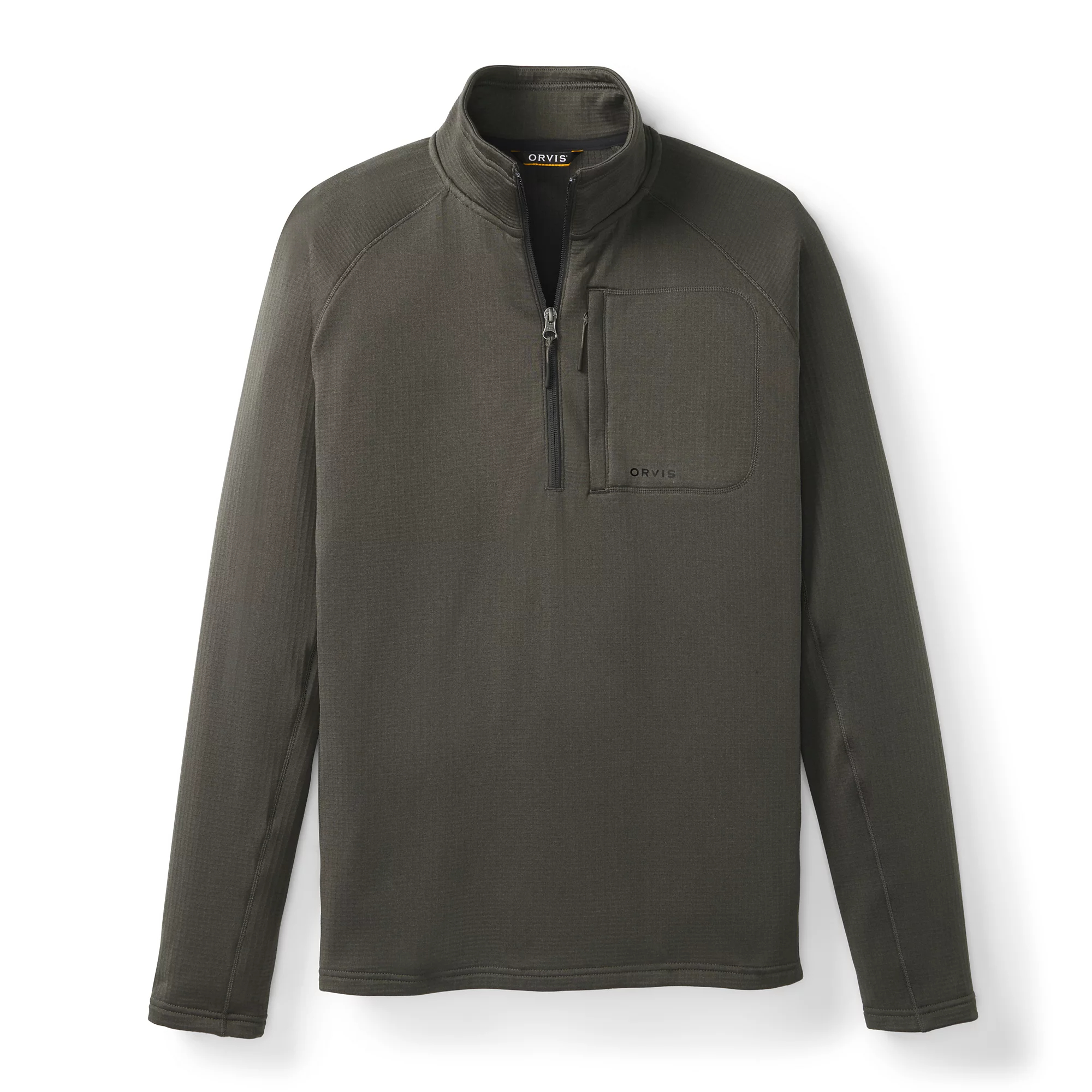 Orvis Horseshoe Hills 1/4 Zip Fleece in slate black, lightweight grid-backed fishing and camping pullover for men