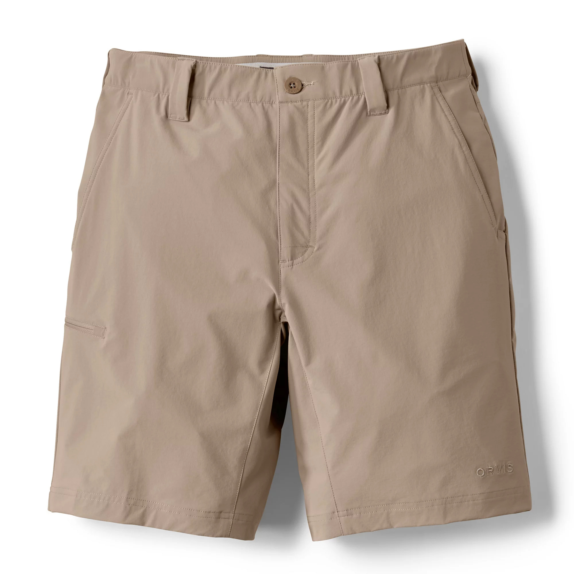 Front side of Orvis Jackson Quick Dry 9" Shorts in Desert Khaki
