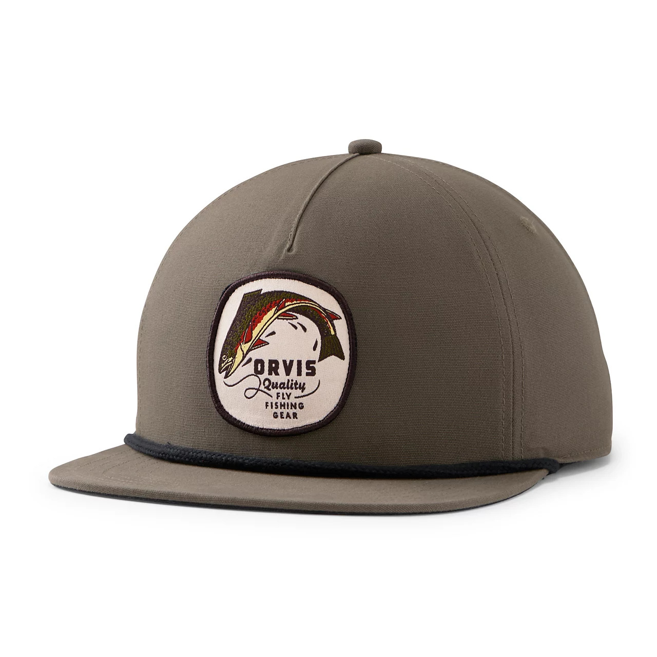 Orvis Brook Trout Rope Hat Tarragon vintage fly fishing hat with trout patch and flat brim