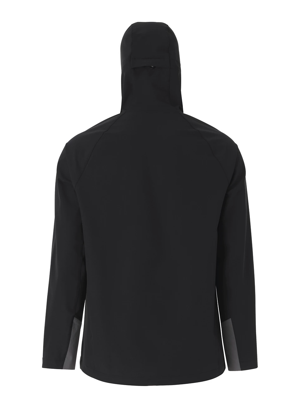 Back of black color Orvis PRO LT Softshell Hoodie