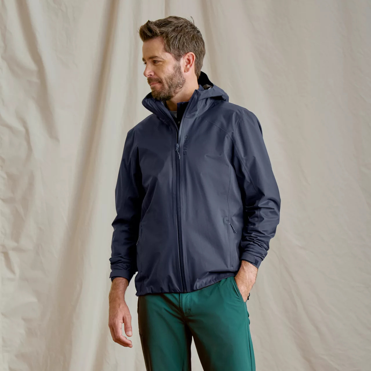 Front view of the Orvis Men's Ultralight Storm 2.5L Jacket
