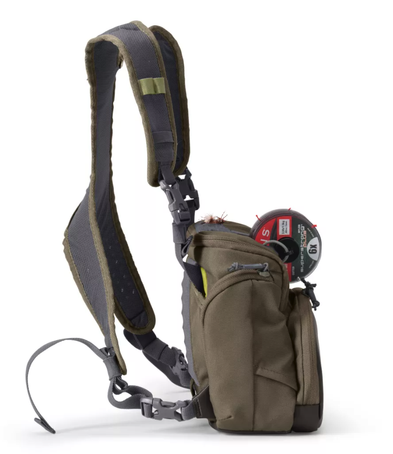 Side view of Orvis Chest Pack Dusty Olive color