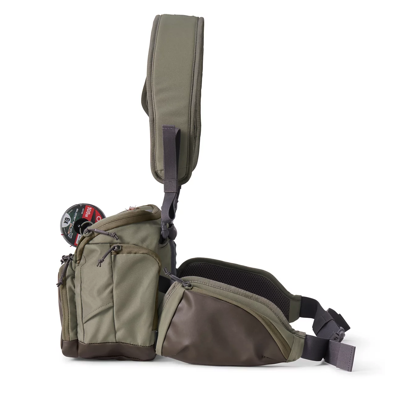 Side profile view of Orvis Guide Hip Pack Dusty Olive