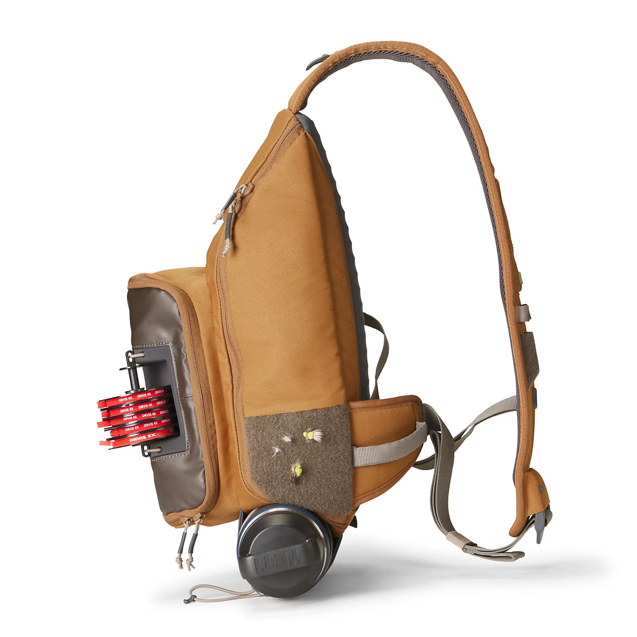 Side view of Orvis Sling Pack in Dark Vicuna