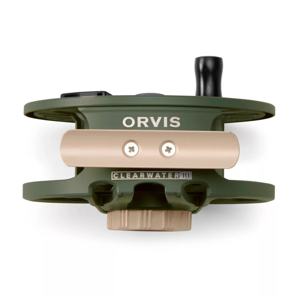 Reel Foot view of empty Dark Pine Orvis Clearwater Fly Reel