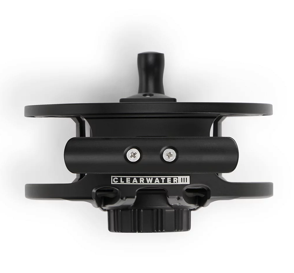 Reel Foot view of empty black Orvis Clearwater Fly Reel
