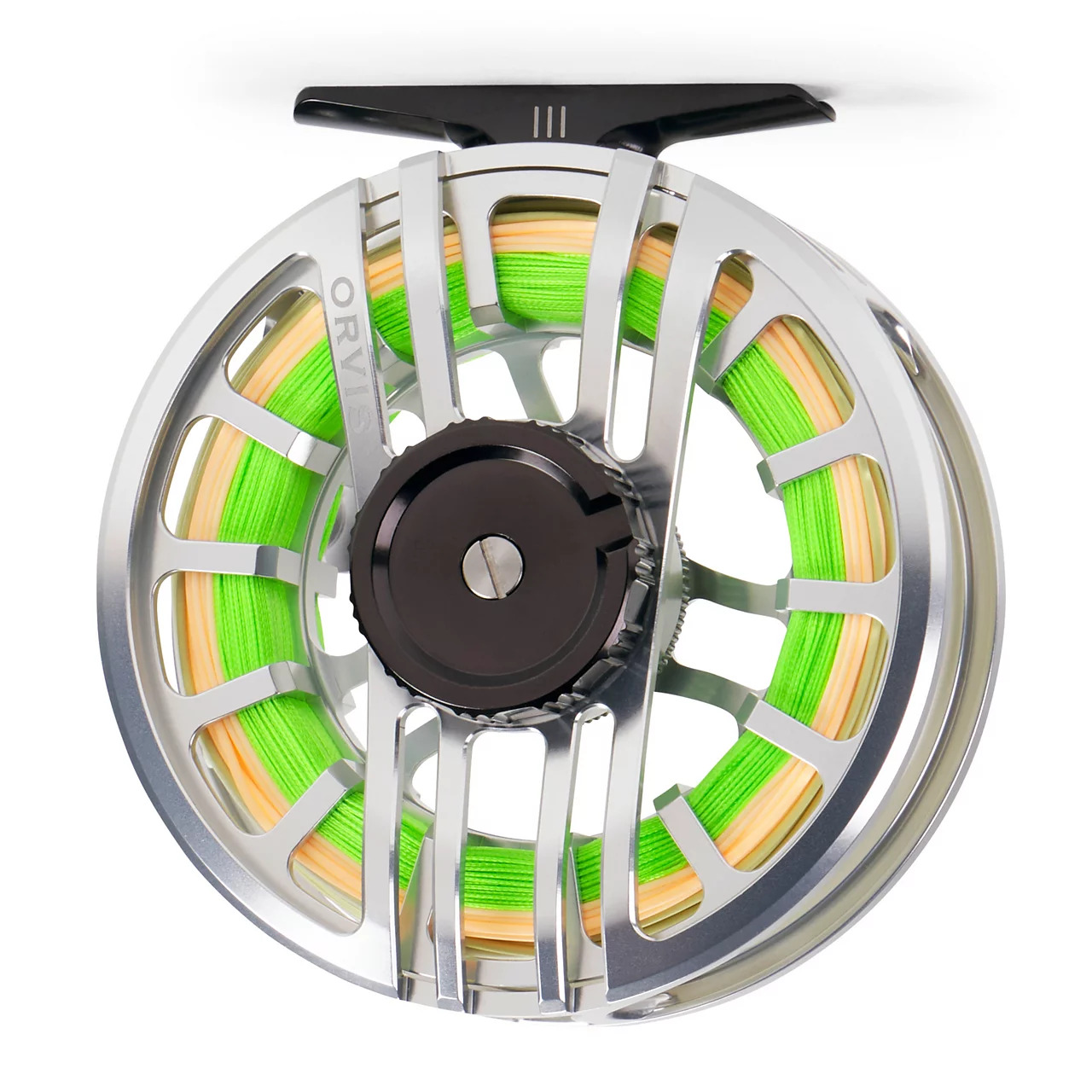 Orvis Hydros fly reel silver large arbor sealed drag trout fly fishing reel front view