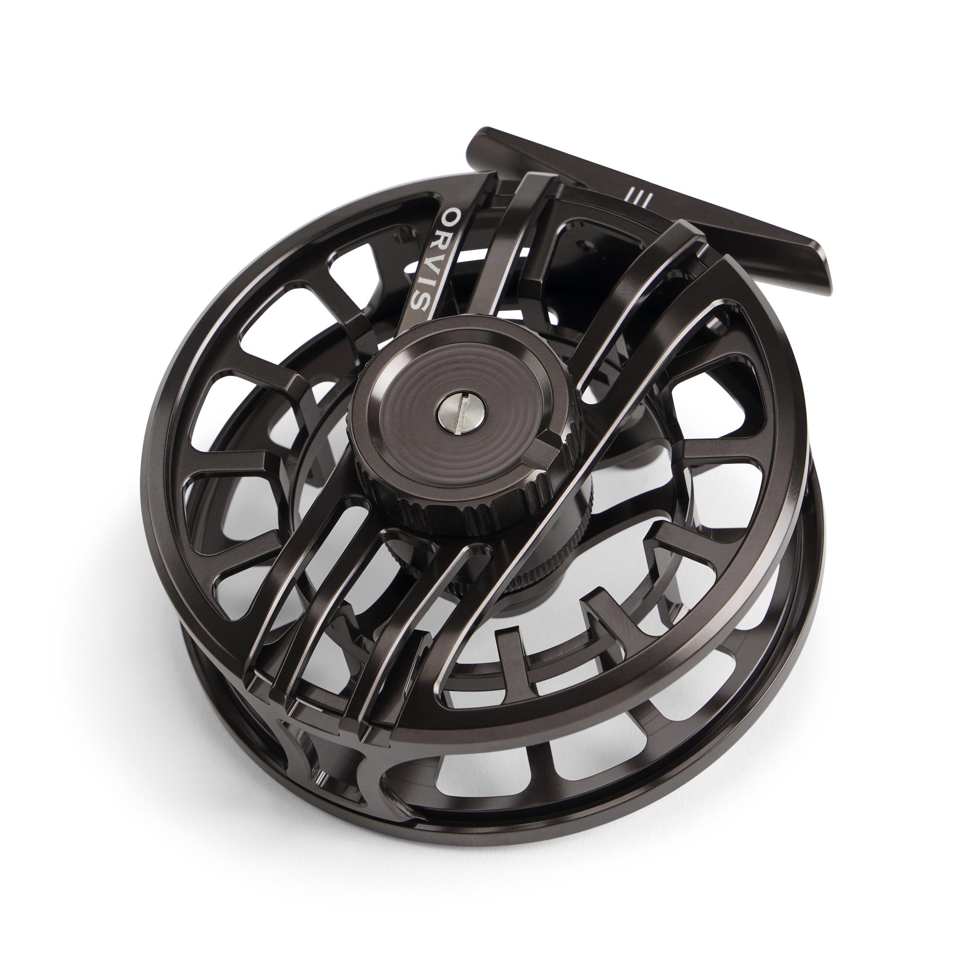 Orvis Hydros fly reel black large arbor sealed drag freshwater fly fishing reel angled view