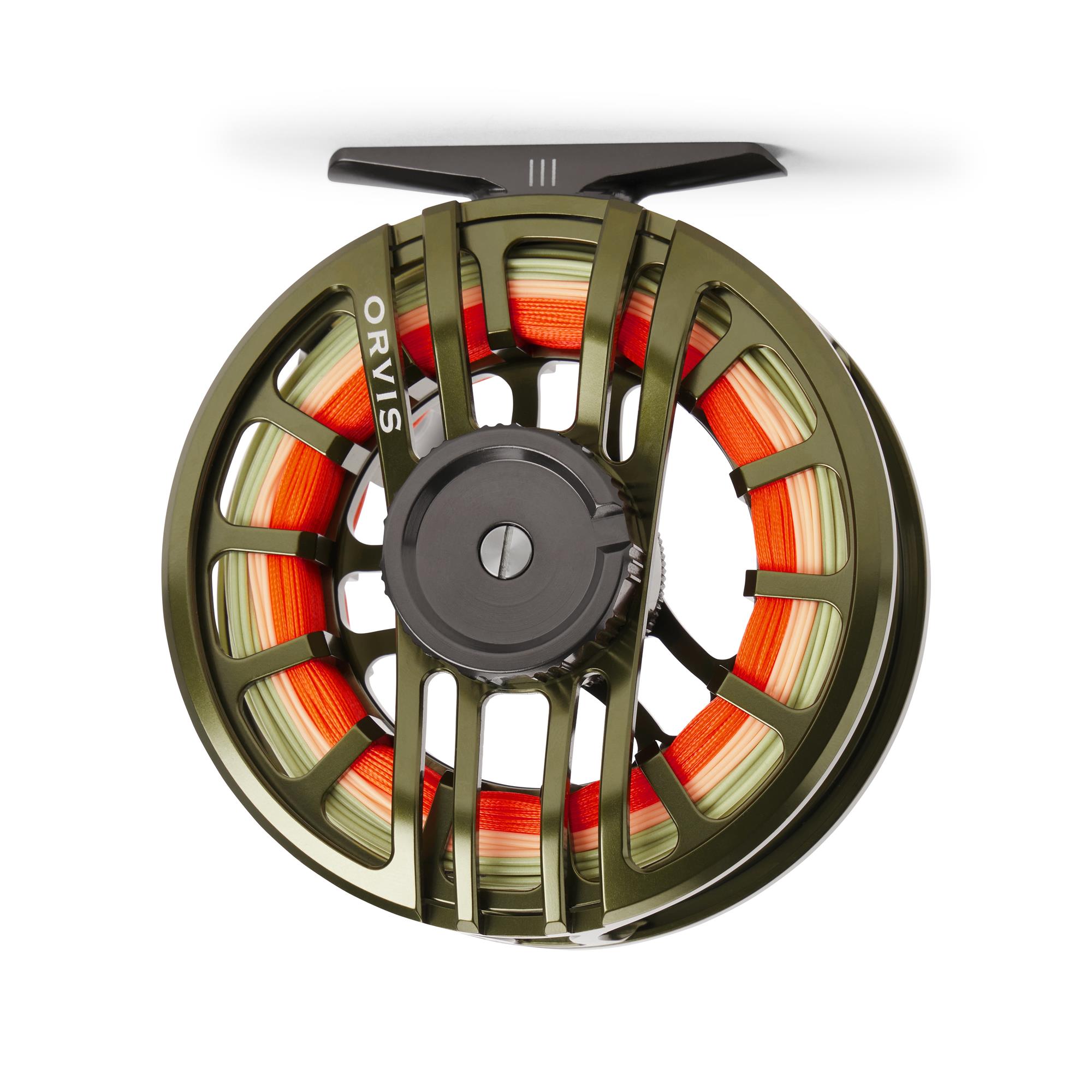 Orvis Hydros fly reel olive green large arbor sealed drag trout fly fishing reel front view