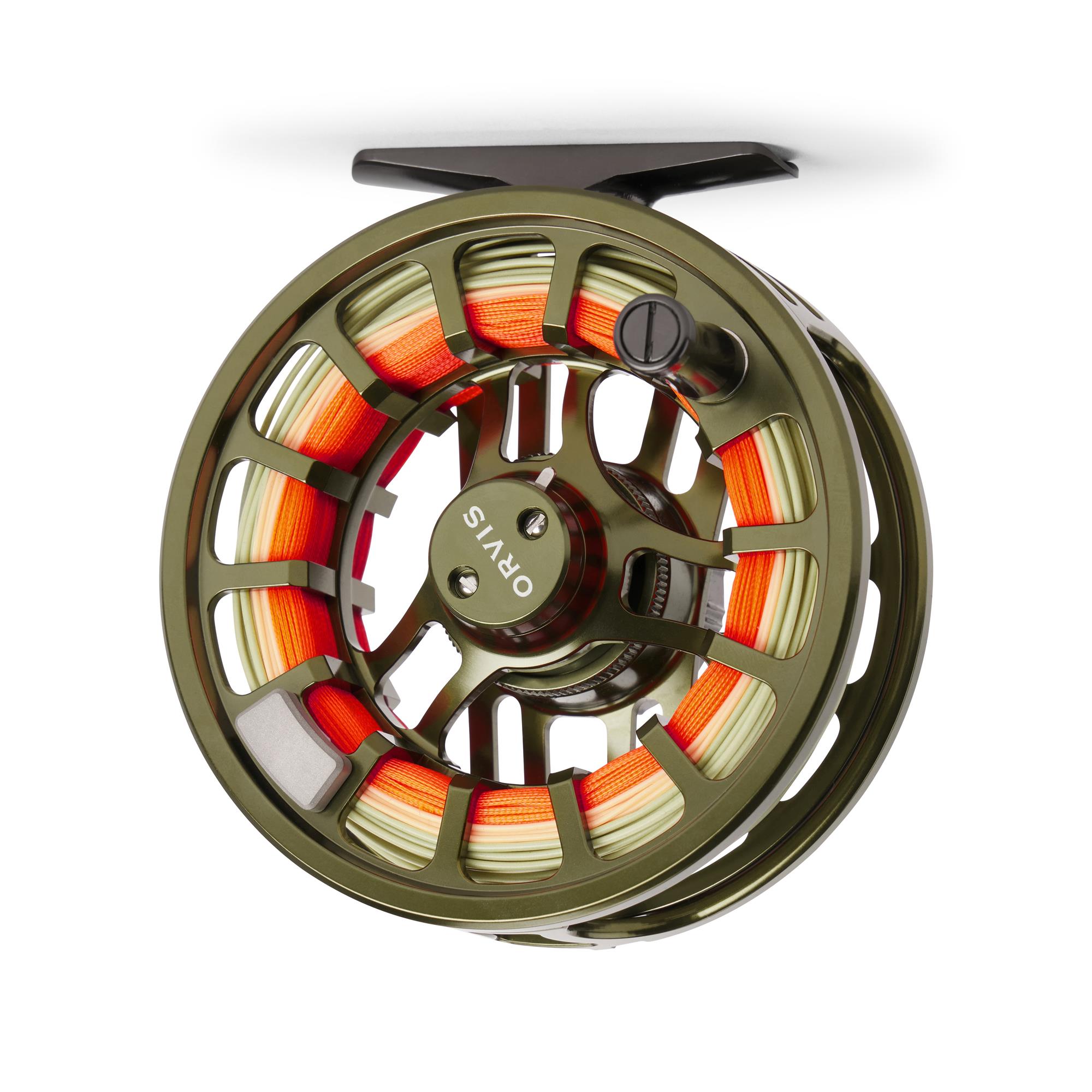 Orvis Hydros fly reel olive color spool side machined aluminum large arbor fly fishing reel