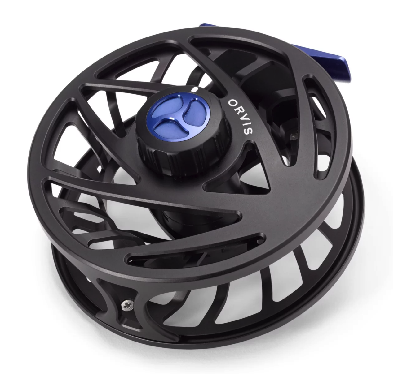 Angled view of  Orvis Mirage Reel Blackout color