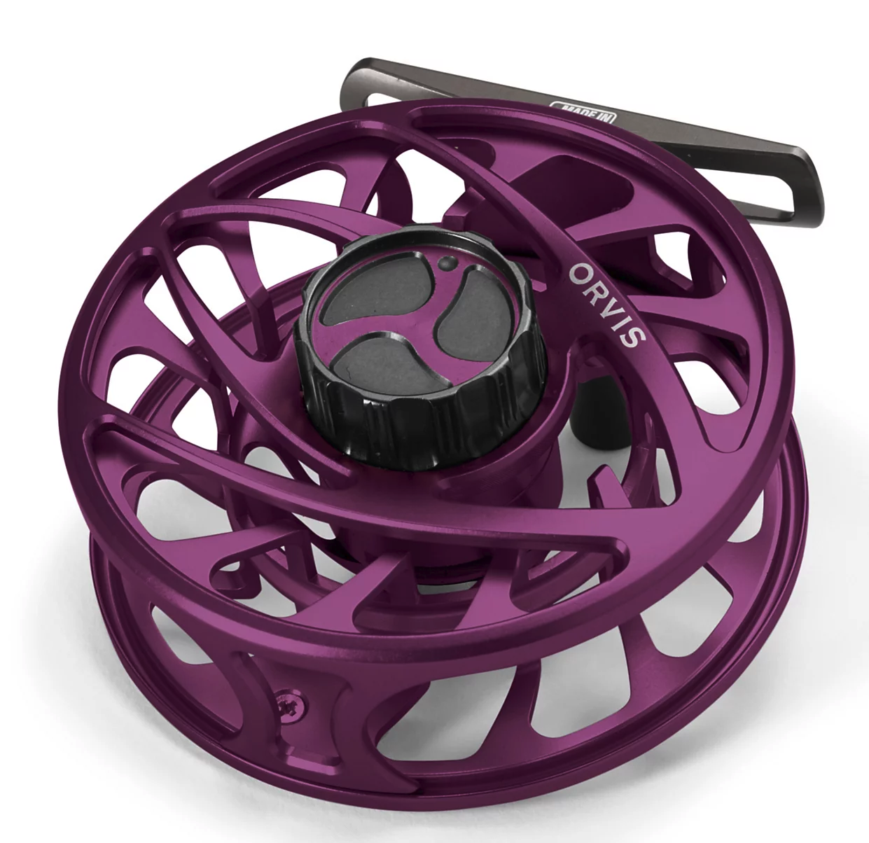 Angled view of  Orvis Mirage LT Reel Purple