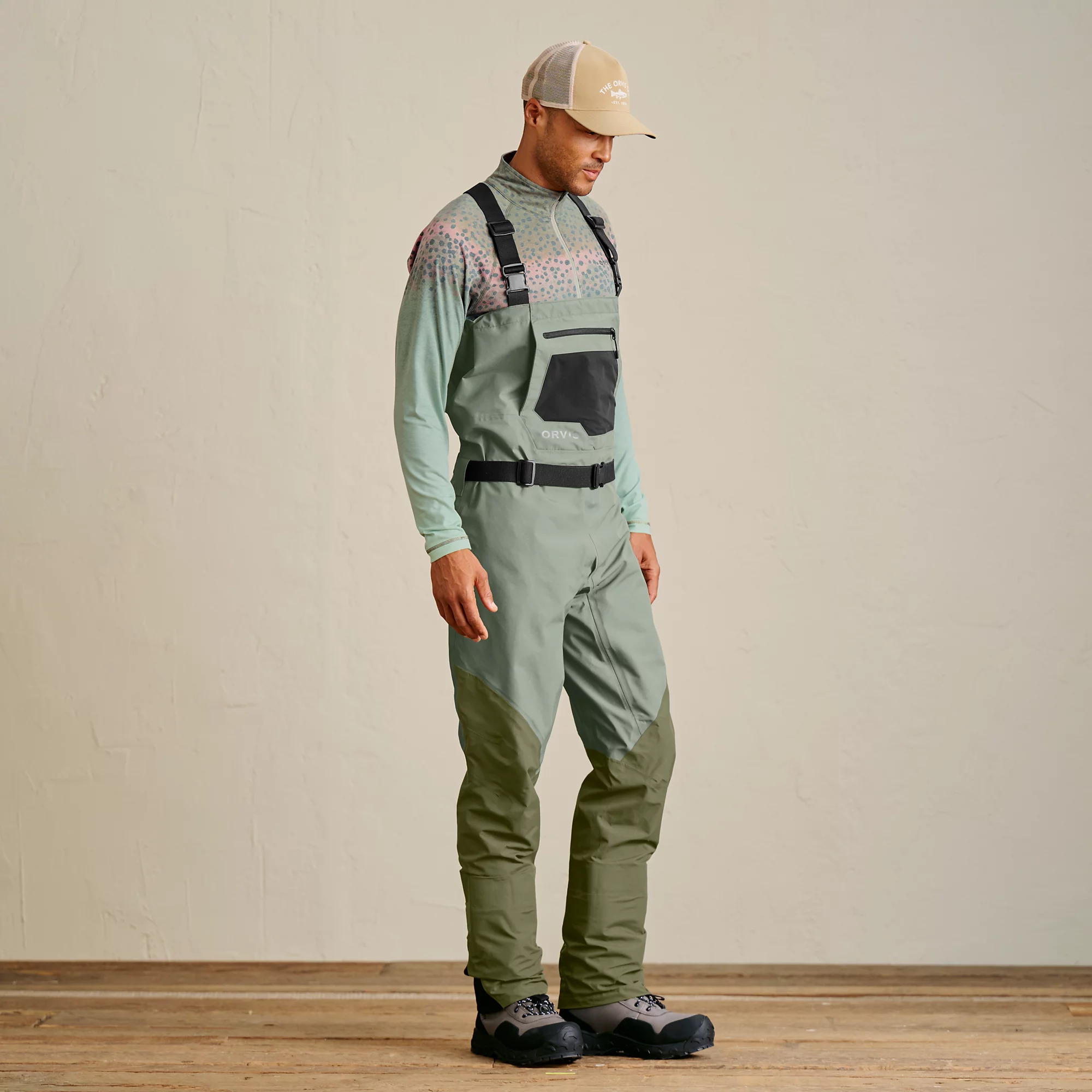 Durable 4-layer men's fishing waders