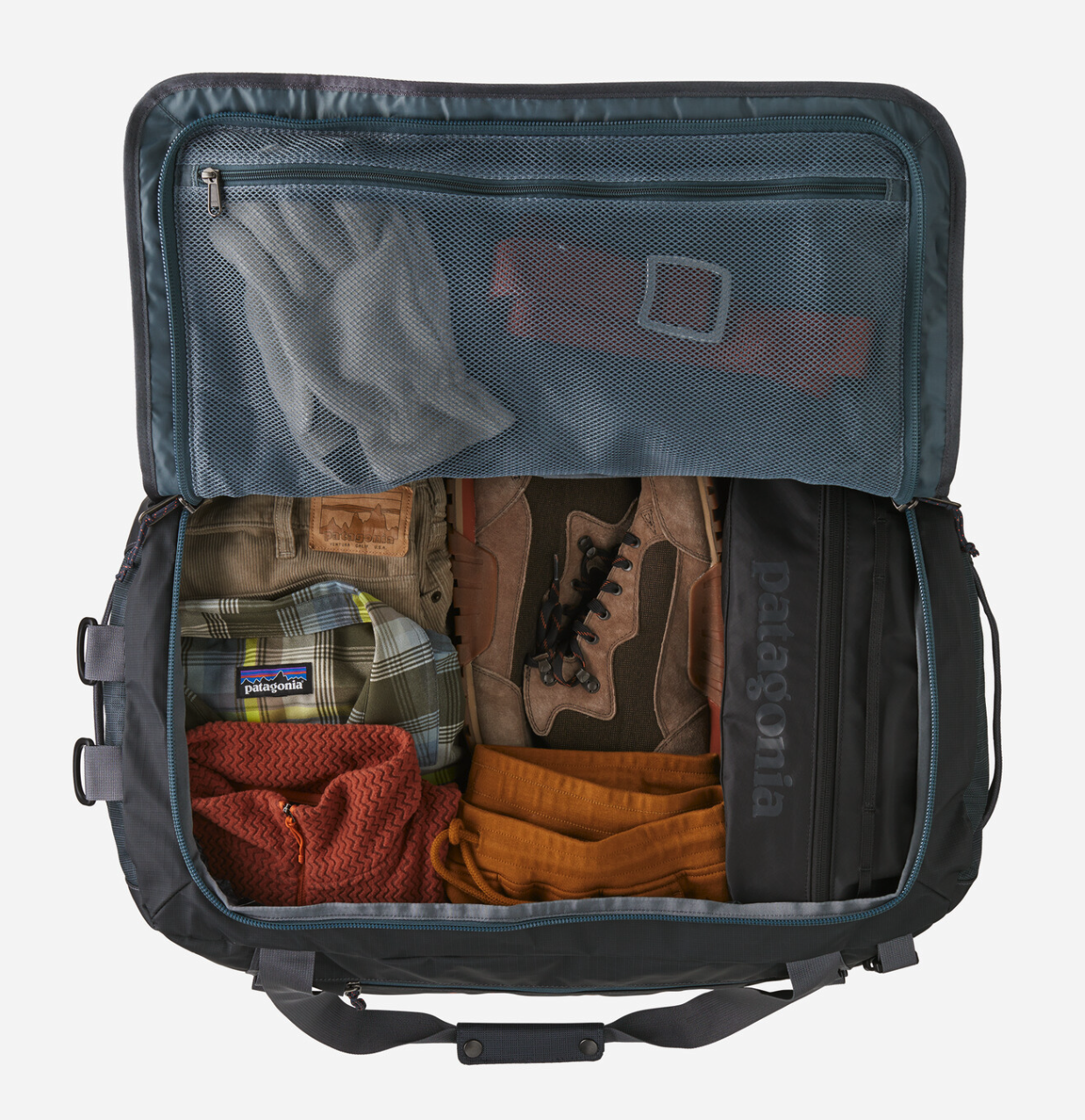 Patagonia Black Hole Duffel 55L featuring ripstop fabric and daisy chain webbing