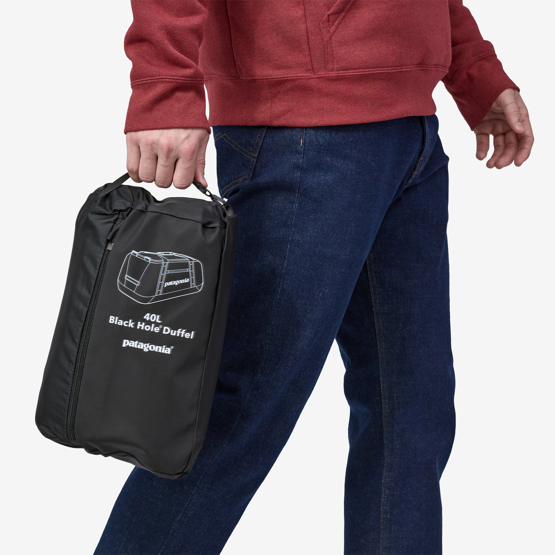 Patagonia Black Hole Duffel bag with easy-access zippered side pockets