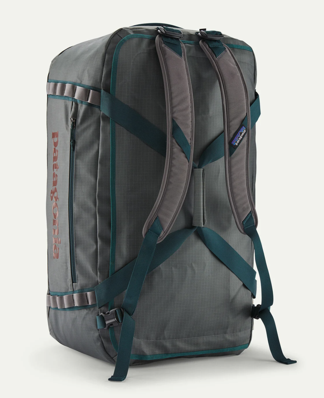 Patagonia Black Hole Duffel 70L in noble grey color with shoulder straps out