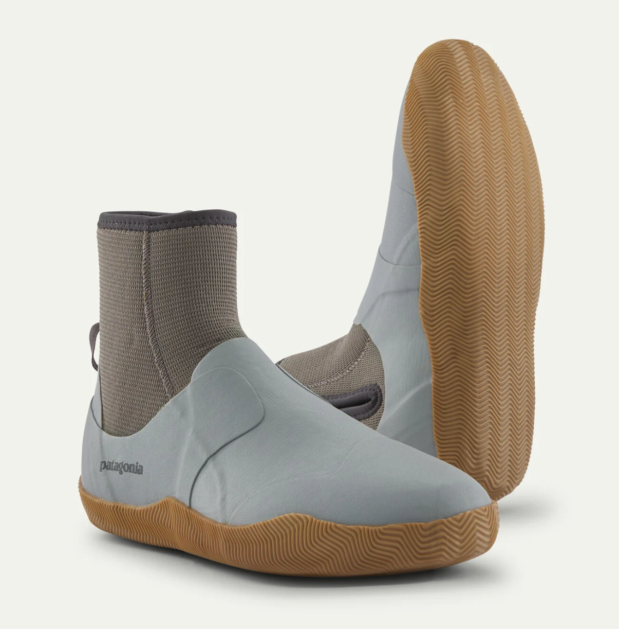 Patagonia Salt Wading Booties for saltwater flats fly fishing, showing lightweight rubber uppers and non-marking soles.