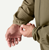 Cuff detail on  Patagonia R1 TechFace Fitz Roy Trout Hoody Dark Ash.
