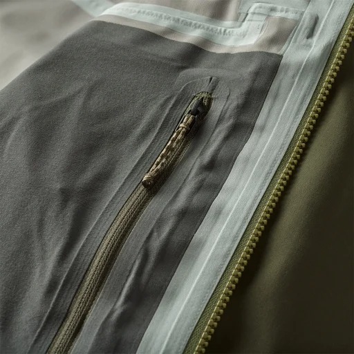 Patagonia Swiftcurrent Wading Jacket inside pocket zipper detail for secure dry gear storage