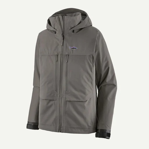 Waterproof Patagonia wading jacket for trout, steelhead, salmon fishing, and rainy outdoor use