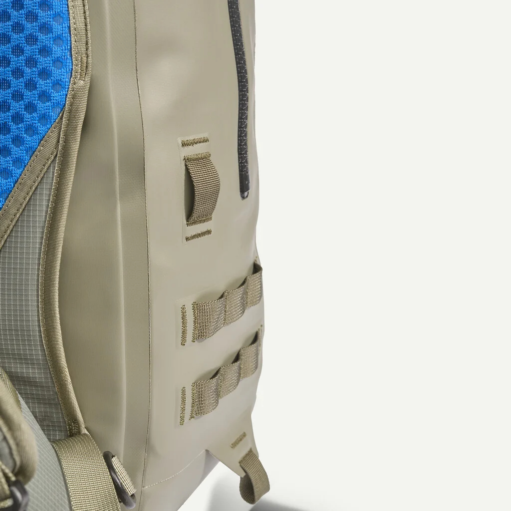 Patagonia Guidewater Backpack 25L exterior lash points for securing fishing, hiking, and camping accessories