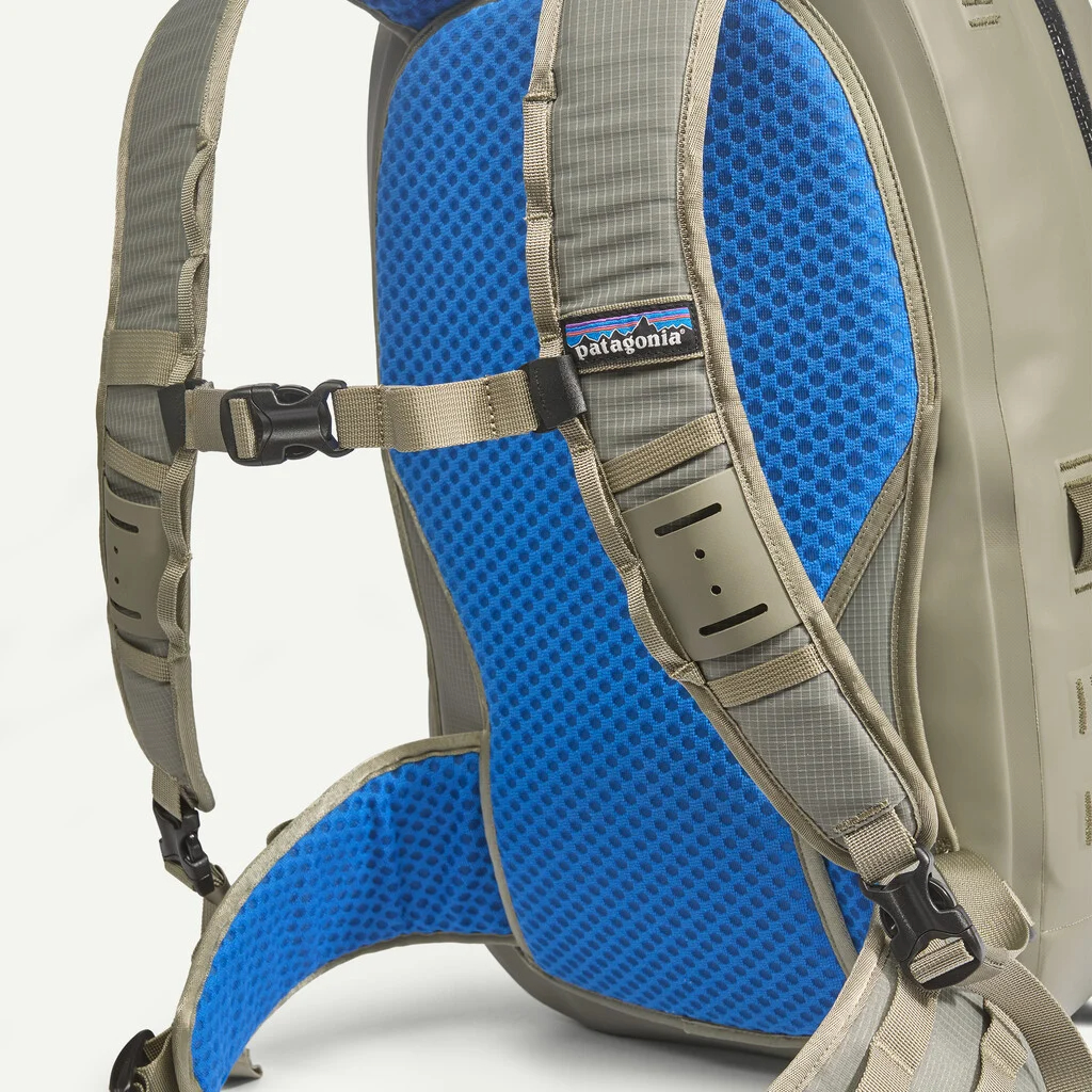 Patagonia Guidewater Backpack 25L padded shoulder straps and hip belt for comfortable fishing and hiking carry