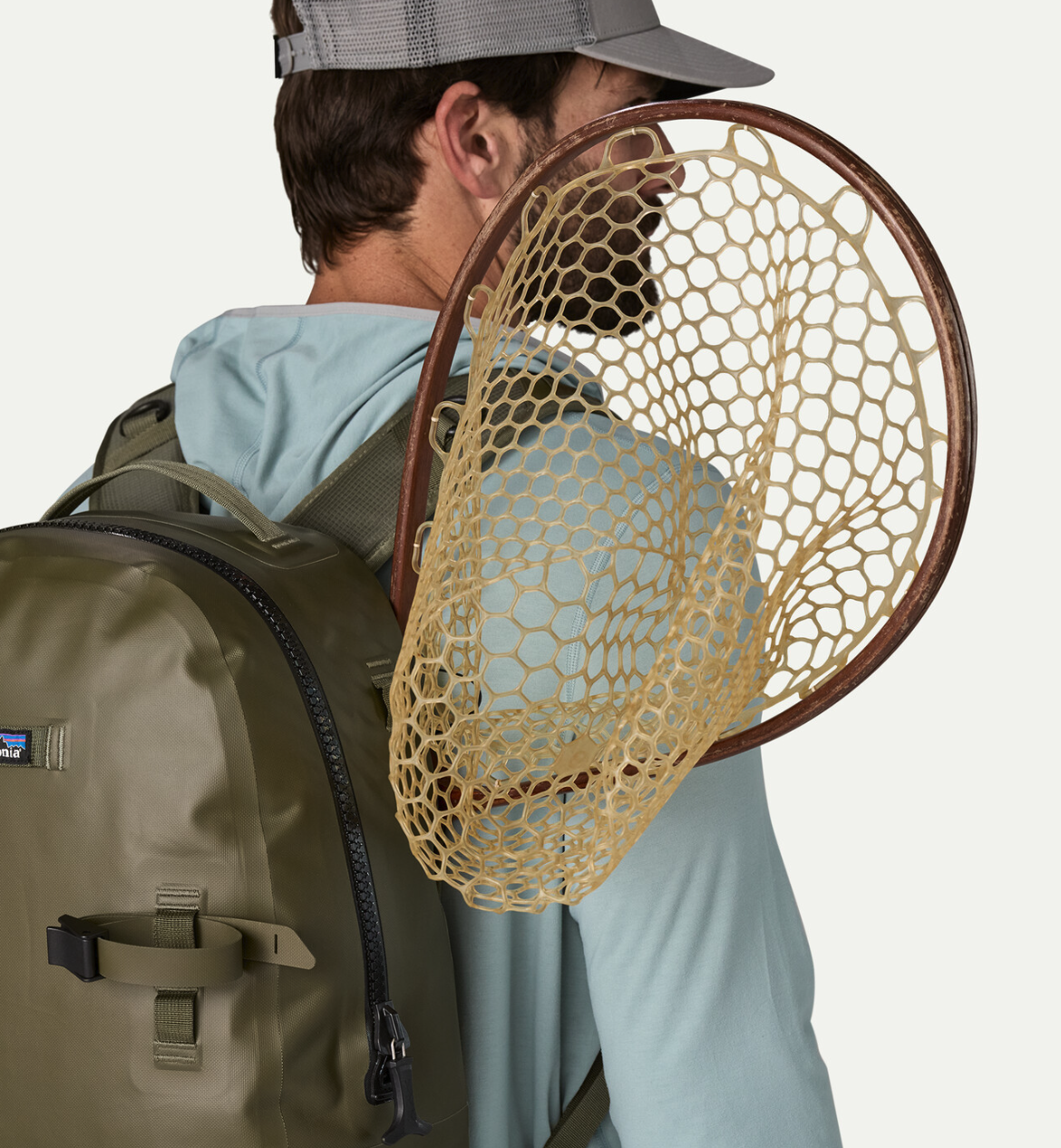Patagonia Guidewater Backpack with net strapped in