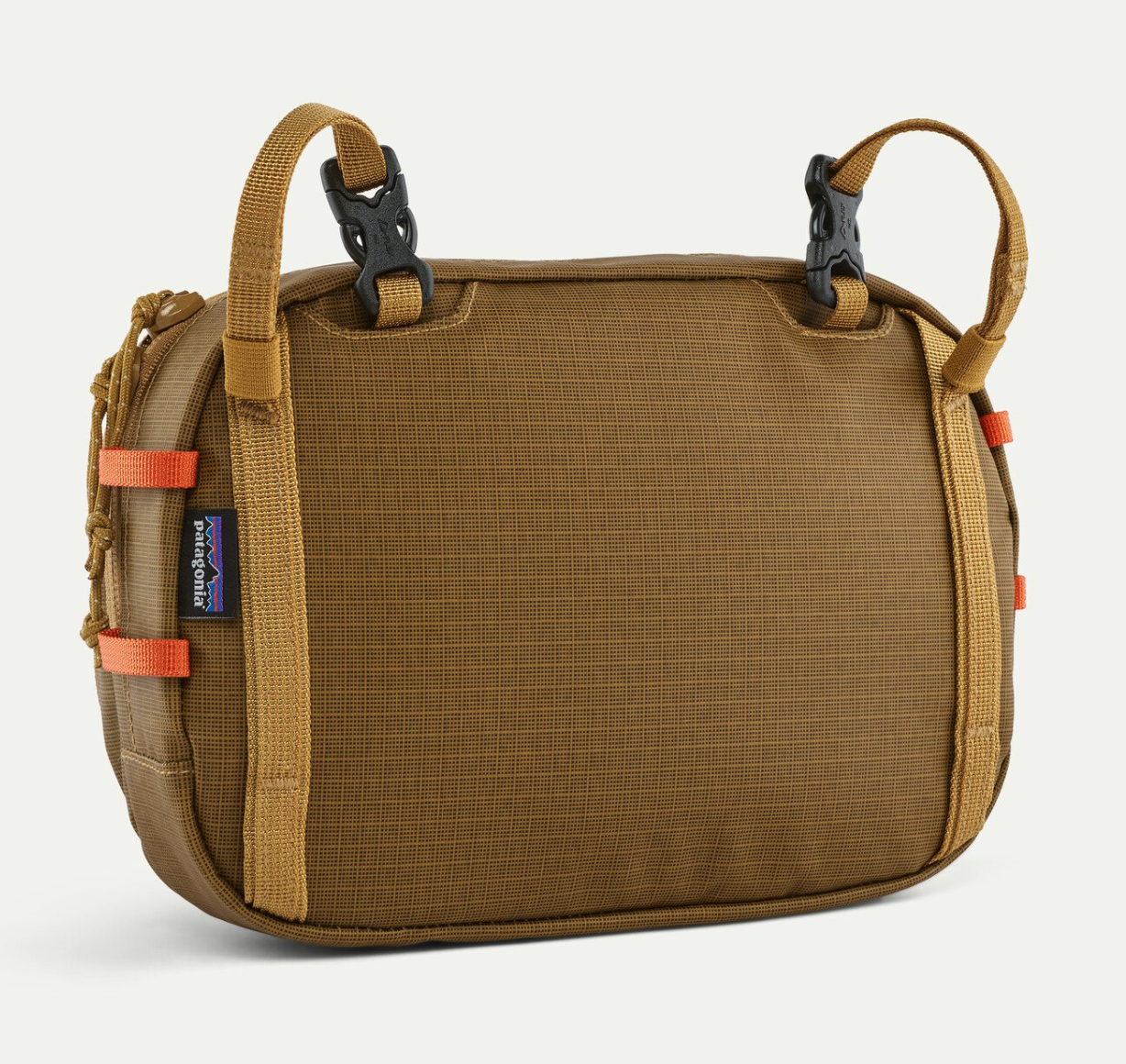 Back of Patagonia Stealth Switch Fishing Pack 5L in Bobcat Brown color