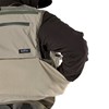 Model showing large rear back pocket on Patagonia's Stealth Pack Vest