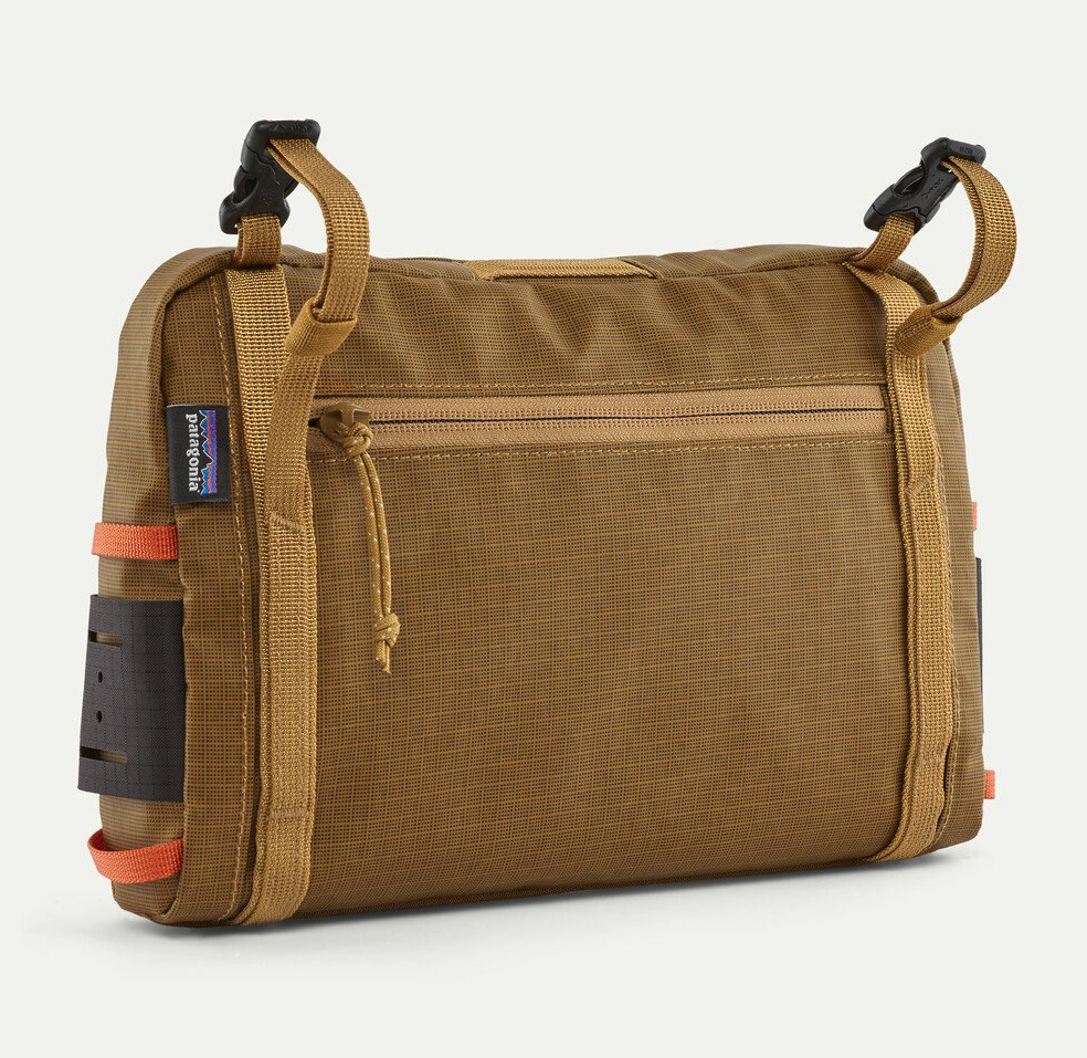 Back of Patagonia Stealth Switch Fishing Pack 3L in Bobcat Brown color