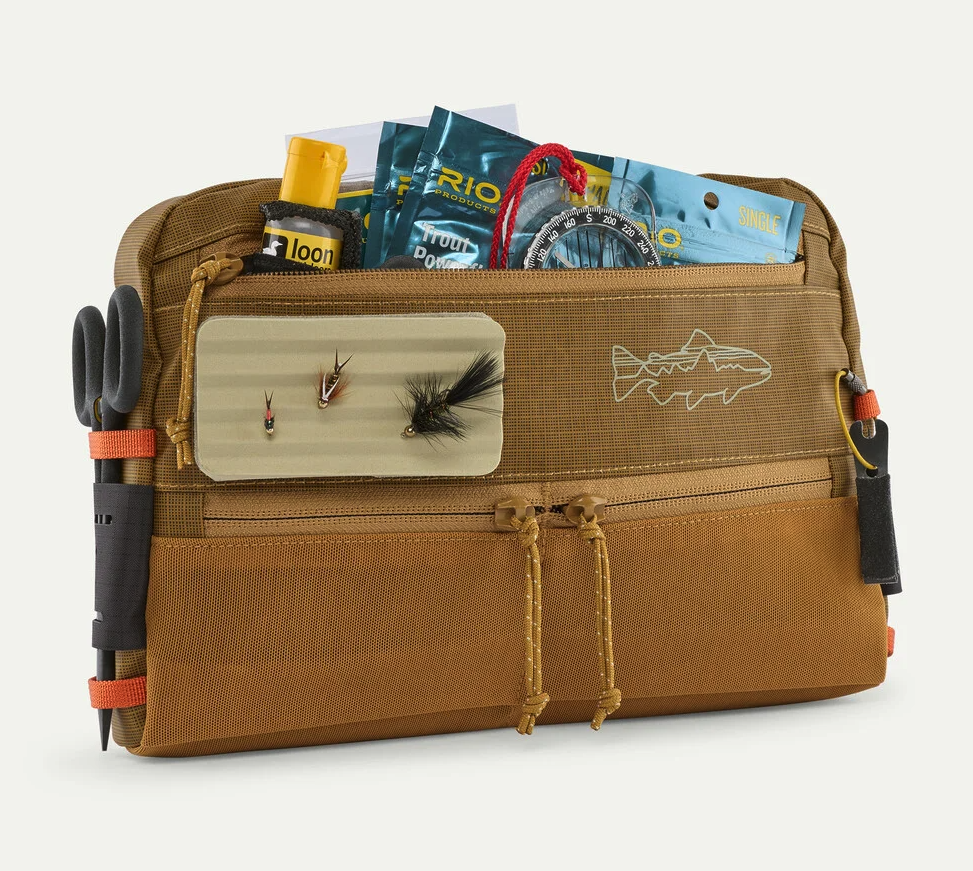 Patagonia Stealth Switch Fishing Pack 3L loaded with leaders, flies and more